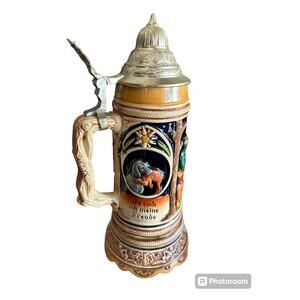 Beer Stein Vintage Mapsa German Swiss  Antique Dog mug